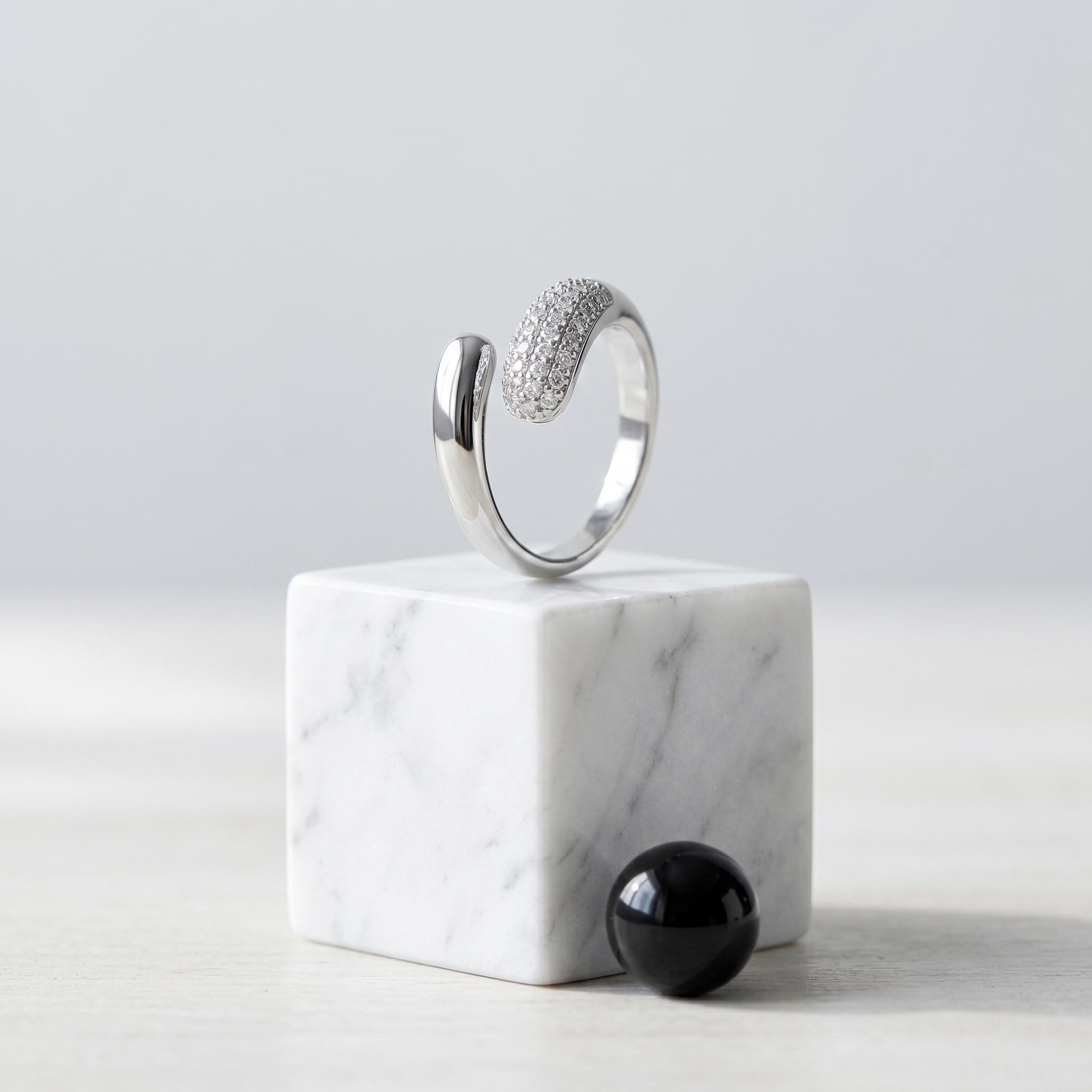 Anel Ajustável Cristal Arcos | Anel Minimalist Open Crystal (6 meses de garantia)
