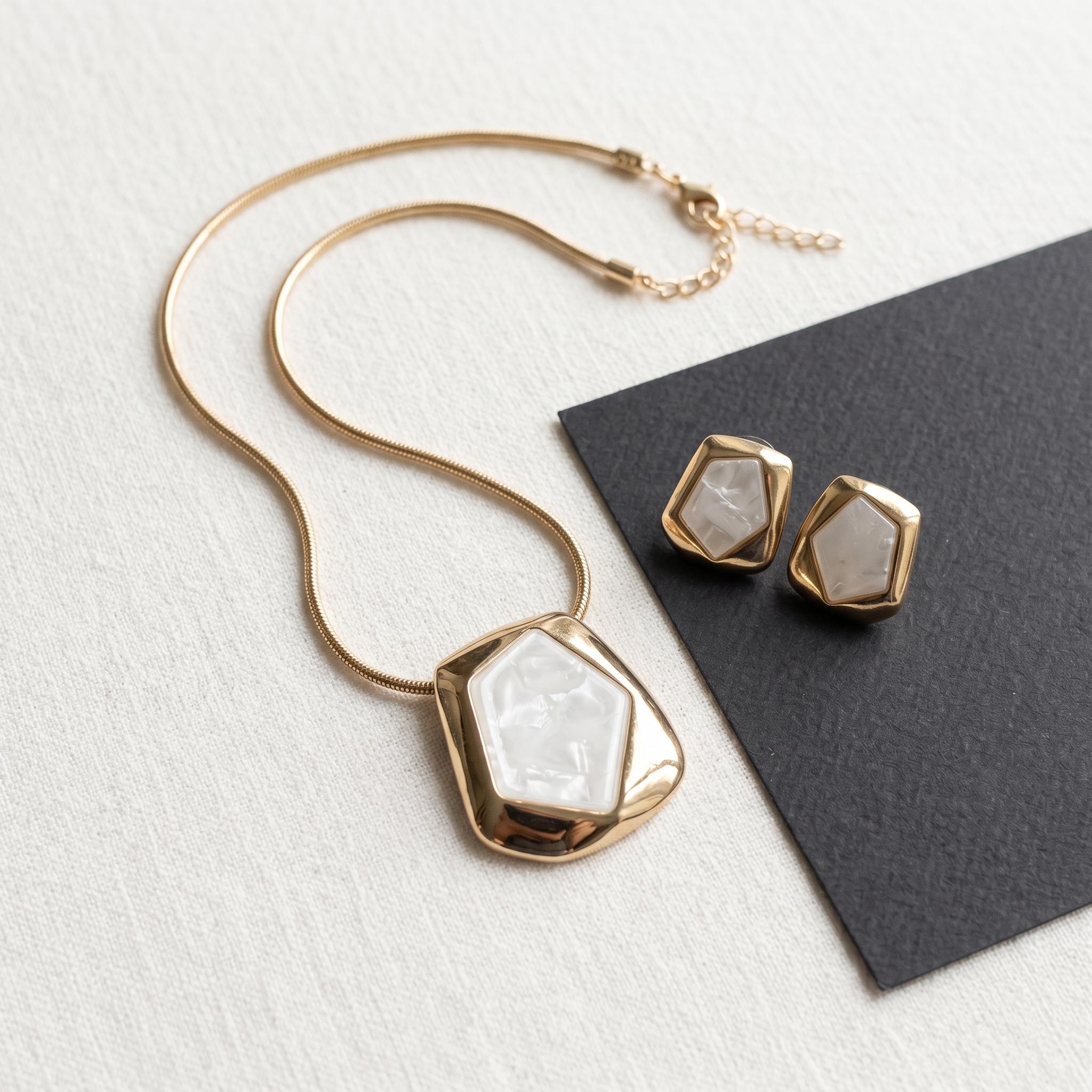 Conjunto Orgânico Madrepérola Banhado a Ouro 18k (1 ano de garantia)