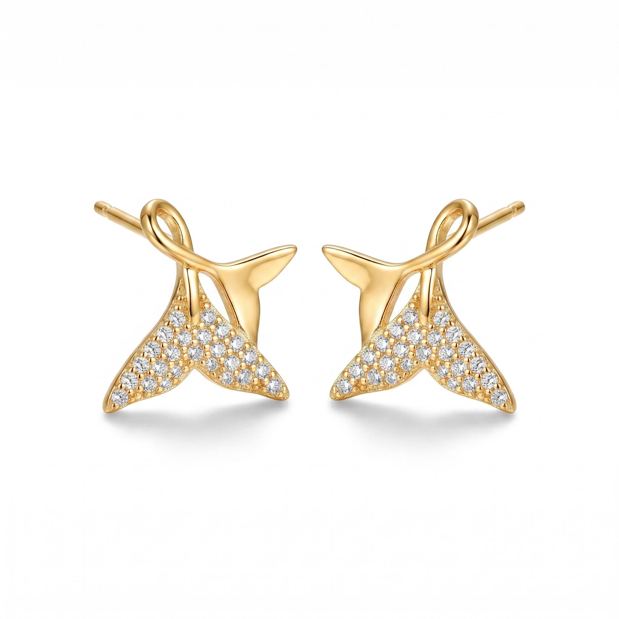 Brinco Tail Shine Dourado – Coleção Marine Banhado a Ouro 18k (1 ano de garantia)