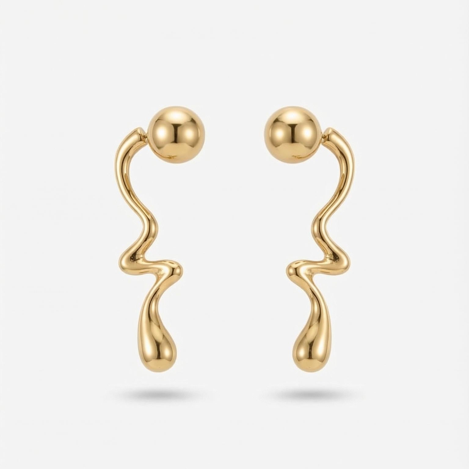 Brinco Drop Orgânico - Banhado a Ouro 18k (1 ano de garantia)