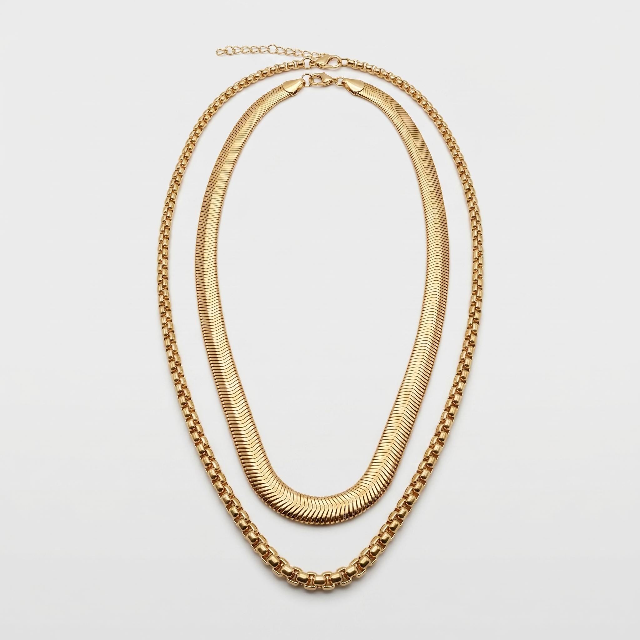 Conjunto Duo Essencial: Malha Snake & Corrente Veneziana Banhado a Ouro 18k (1 ano de garantia)