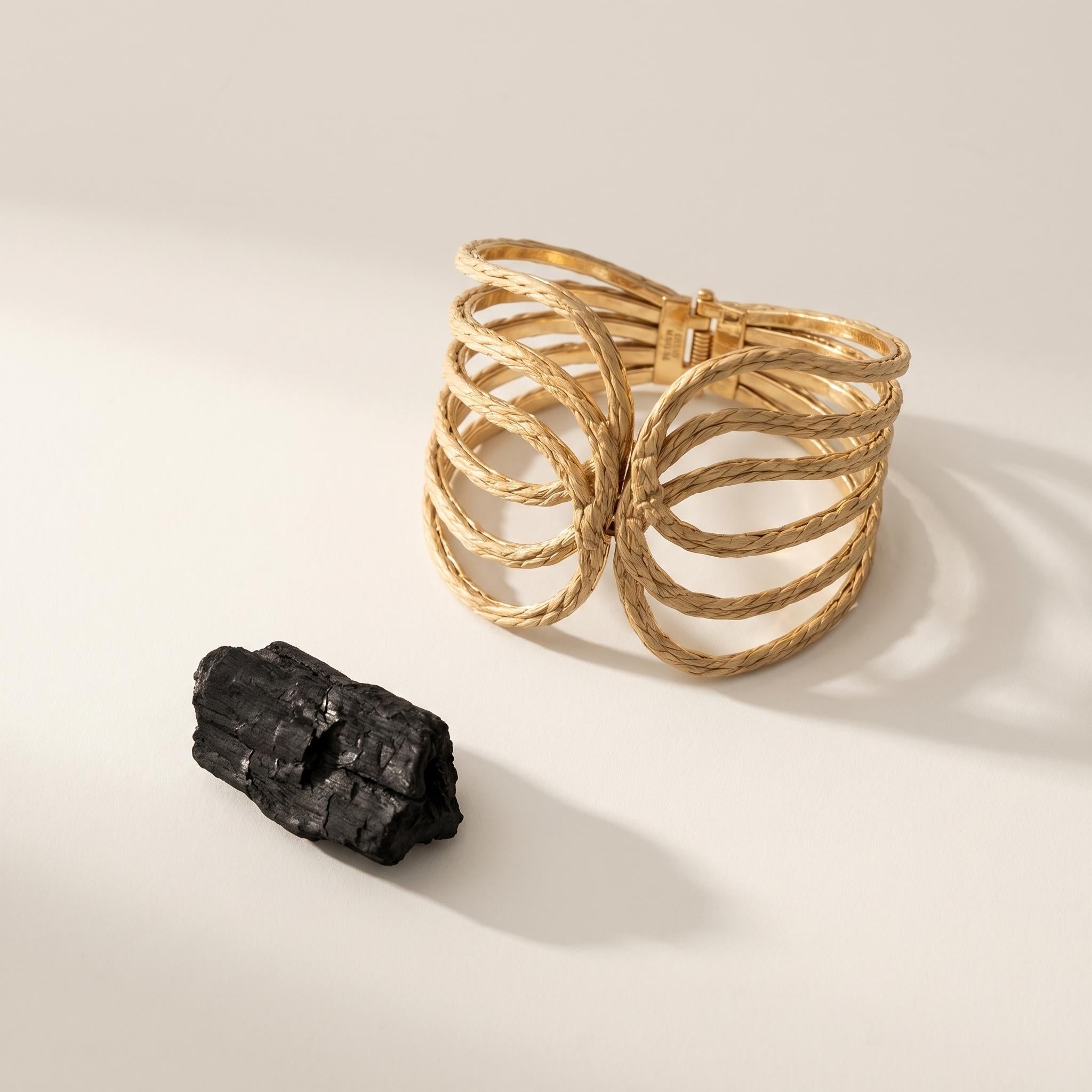 Bracelete Palha Orgânico Vazado - Textura Trançada Premium (1 ano de garantia)